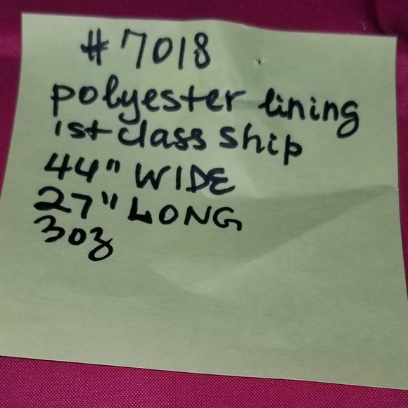 #7018 New Raspberry Polyester Lining Cut of Fabric. Beautiful fabric. - Picture 3 of 3